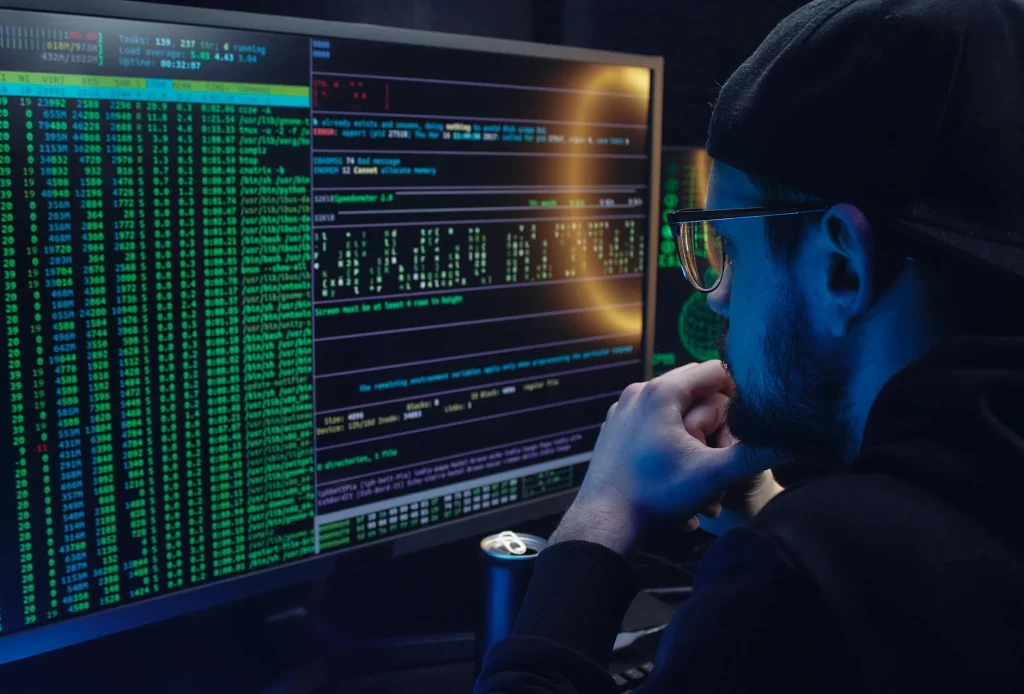 Frustrated Person Computer Coding Screen