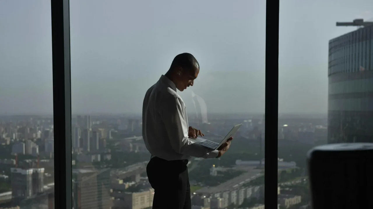 Business Growth Laptop City View